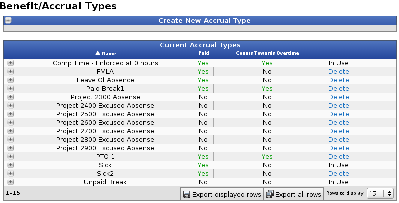 Benefit Types