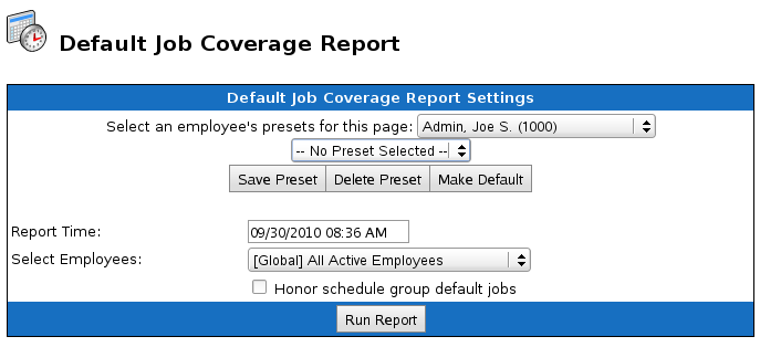 Default Job Report