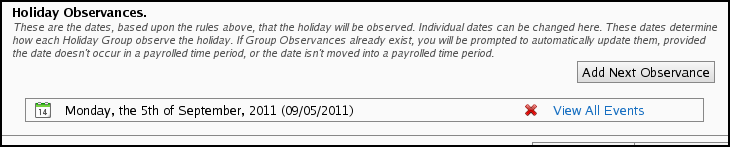General Holiday Observance