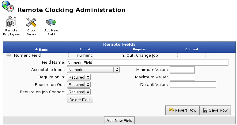 Remote Clock Custom Fields