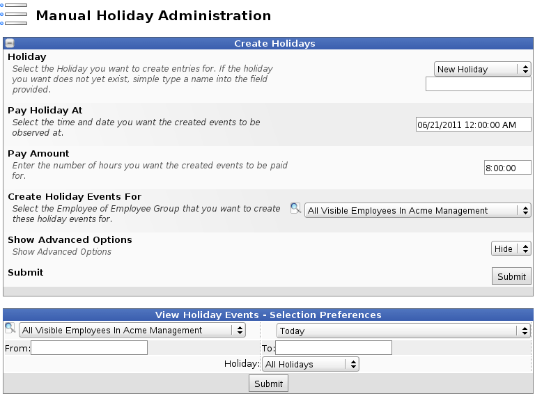 Manual Holidays