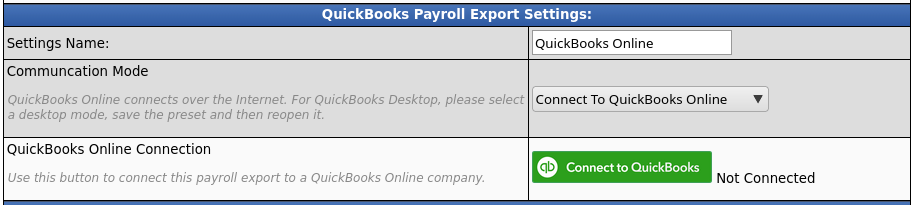 Initial QuickBooks Online Connection