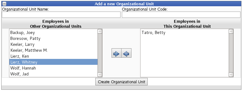 Add Organizational Unit Panel