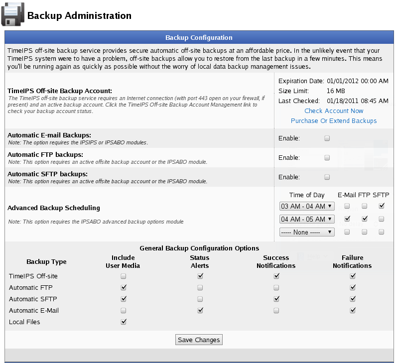 Main Backup Configuration