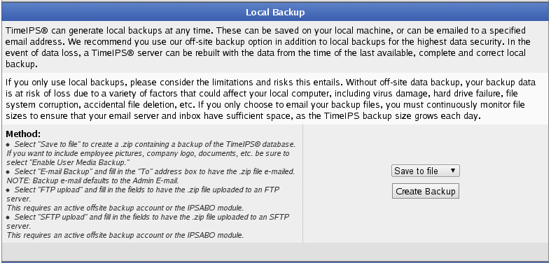 Manual Backup Creation