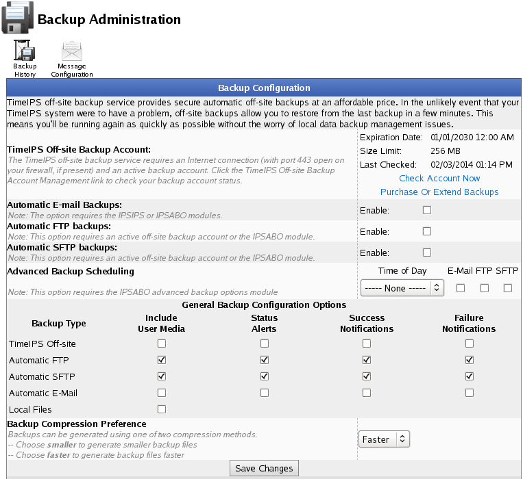 Main Backup Configuration