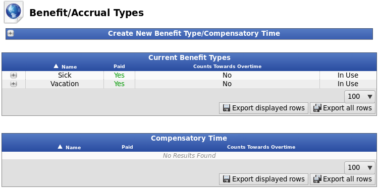 Benefit Types