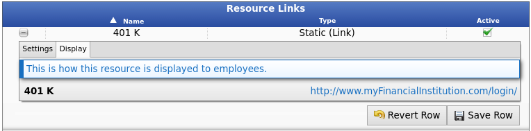 External Resources Configuration