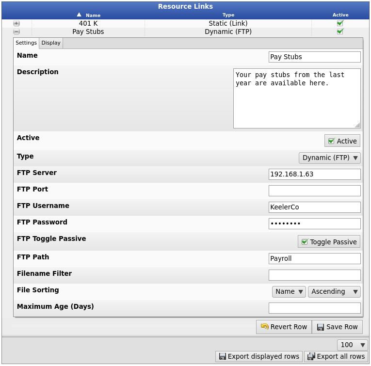 External Resources Configuration