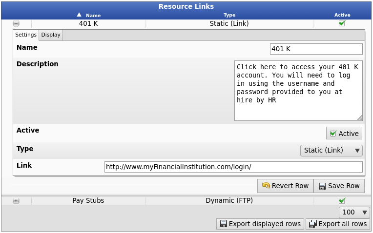 External Resources Configuration