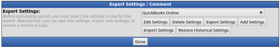 Edit Payroll Export Settings