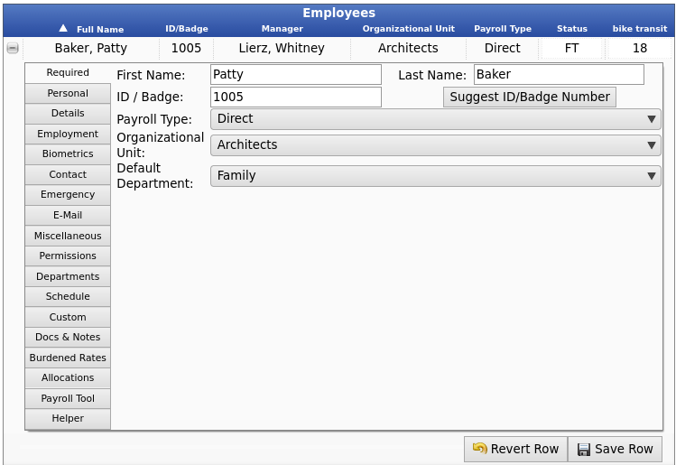 The Employee's Required Tab