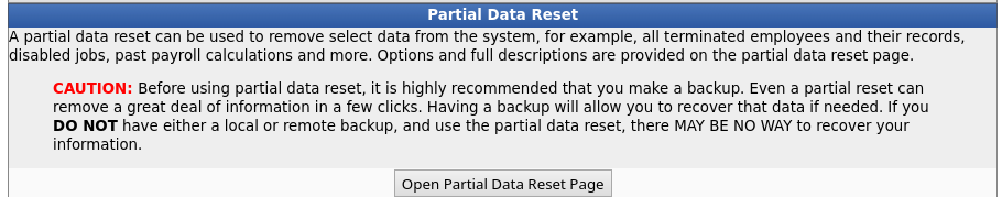 Partial Data Reset