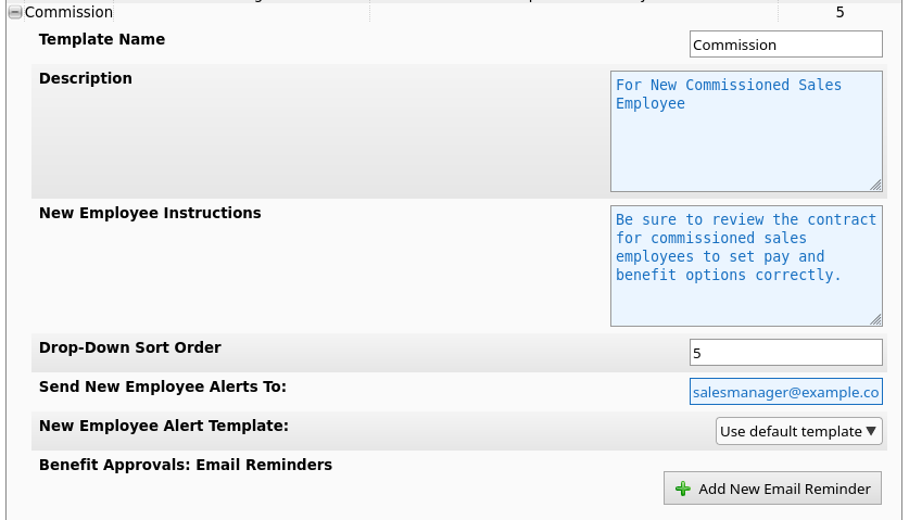 New Template Initial Configuration